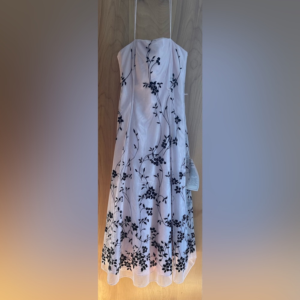 Chadwicks Blush pink dress with black floral design